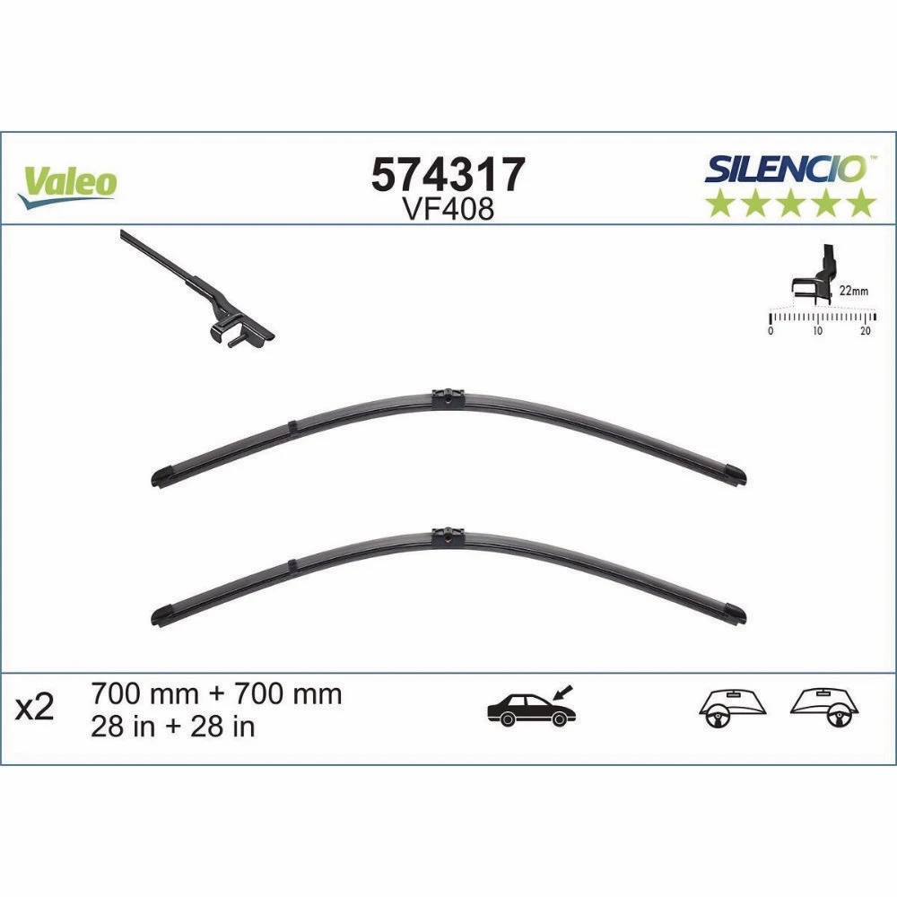 Vorne Scheibenwischer Valeo Silencio Flat für Peugeot 407 Limousine