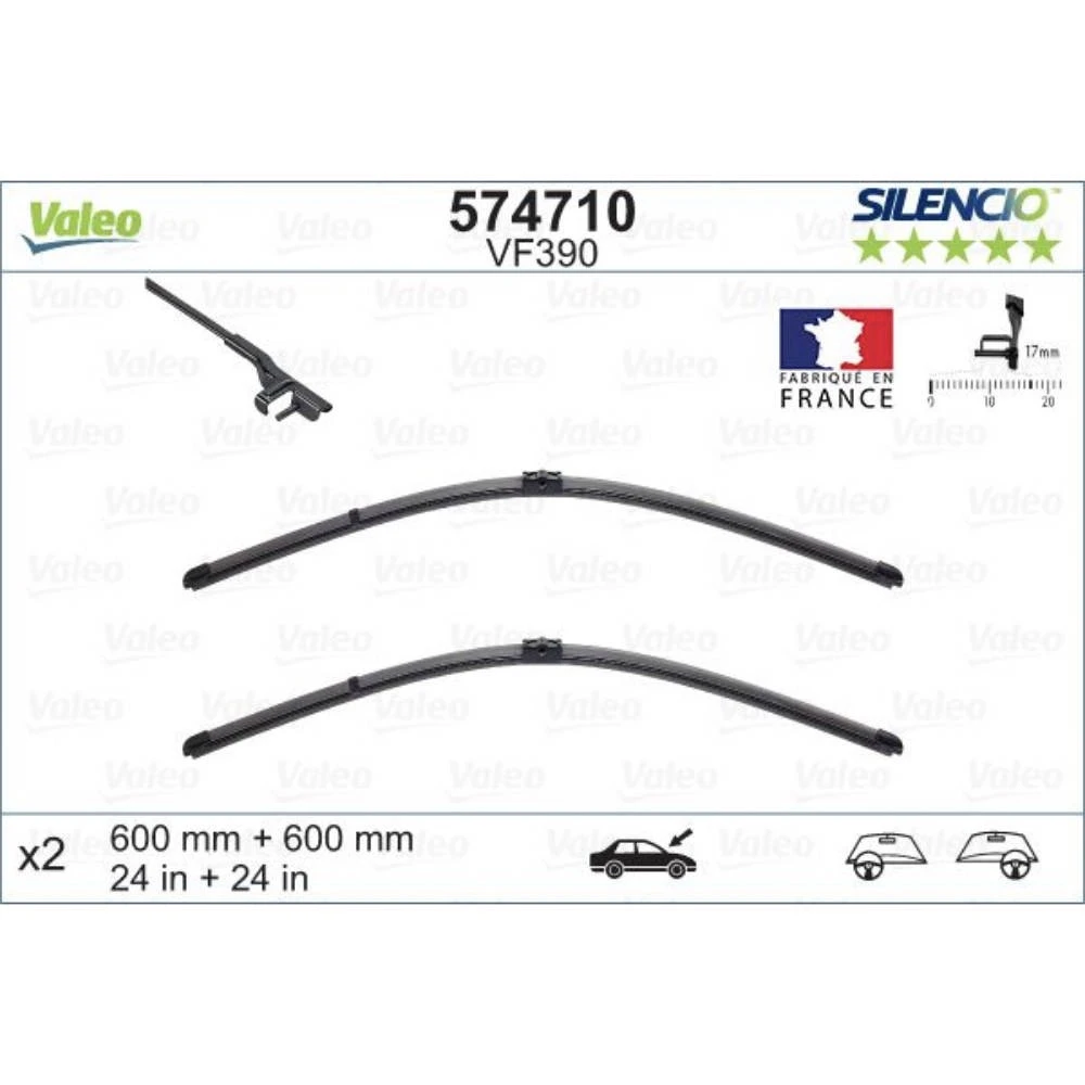 Vorne Scheibenwischer Valeo Silencio Flat für Mercedes C-Klasse W204 Limousine 03.2007-11.2008