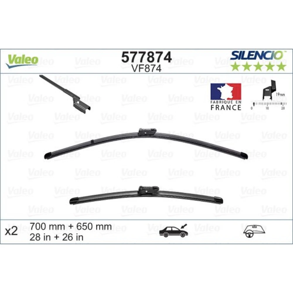 Vorne Scheibenwischer Valeo Silencio Flat für Opel Astra GTC J 4 Coupe