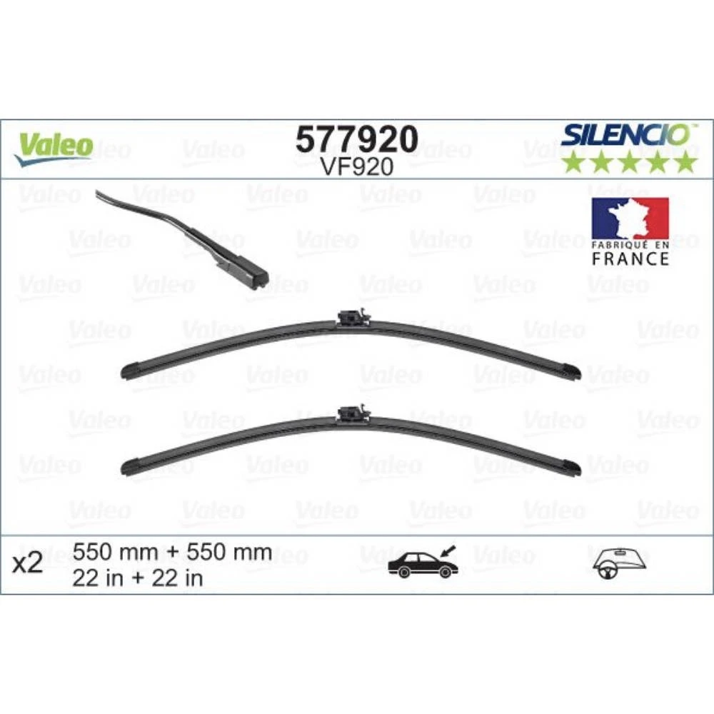 Vorne Scheibenwischer Valeo Silencio Flat für Mercedes C-Klasse W205 Limousine 08.2014-02.2021 mit Originaladapter