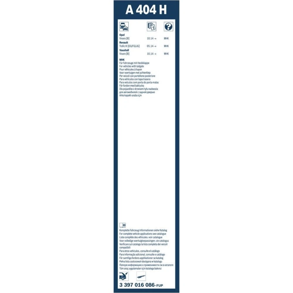 Hinten Scheibenwischer BOSCH Rear für Opel Vivaro B 2 Van | hinten 1 Tur | flaches Hinten-Wischer