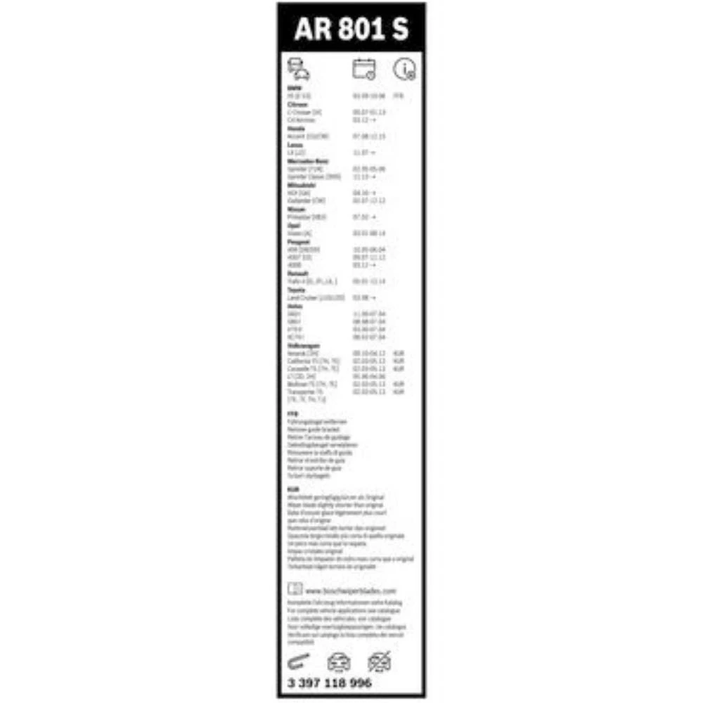 Vorne Scheibenwischer BOSCH AeroTwin für Mercedes C-Klasse T-Modell S203 Kombi 05.2000-06.2003 mit Hakenadapter