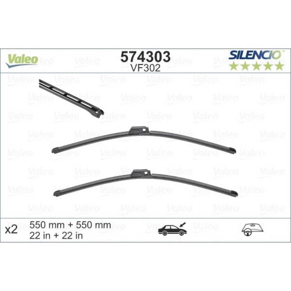 Vorne Scheibenwischer Valeo Silencio Flat für Mercedes C-Klasse C203 Coupe  07.2003-05.2008 mit Originaladapter