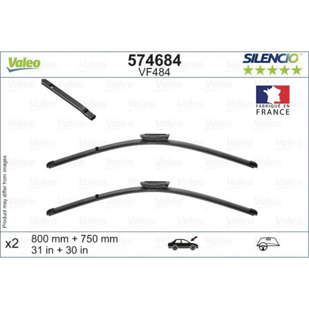 Vorne Scheibenwischer Valeo Silencio Flat für Citroen C4 Picasso 1 B58 Minivan 04.2008-08.2013 Bajonettadapter